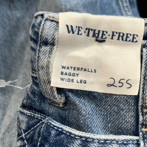 FREE PEOPLE WE THE FREE Waterfalls Baggy Wide Leg Jeans, 25 S - Picture 9 of 15